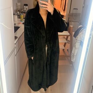 Fuzzy trench coat